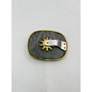 Vintage Brass Western Spur Belt Buckle w Spinning Spur